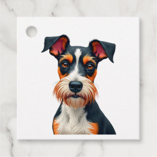 Vintage Colorful Dog Portrait Illustration Retro T Favour Tags