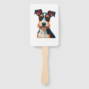 Vintage Colorful Dog Portrait Illustration Retro T Hand Fan