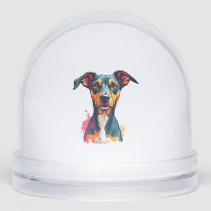 Vintage Colorful Dog Portrait Pop Art Illustration Snowglobe
