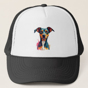Vintage Colorful Dog Portrait Pop Art Illustration Trucker Hat