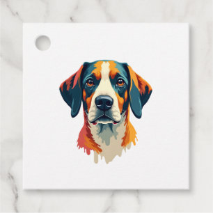 Vintage Colorful Dog Portrait Pop Art Style Pet Il Favour Tags