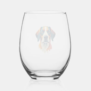 Vintage Colorful Dog Portrait Pop Art Style Pet Il Stemless Wine Glass