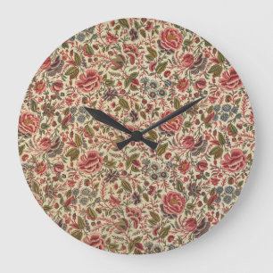 Vintage Colorful Floral Print Large Clock
