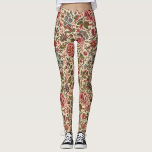 Vintage Colorful Floral Print Leggings