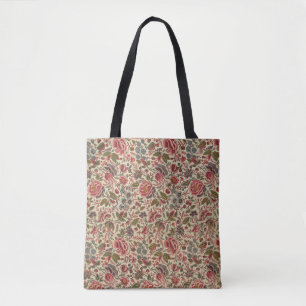 Vintage Colorful Floral Print Tote Bag
