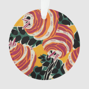 Vintage Colorful Flowers and Leaves Art Nouveau Ornament