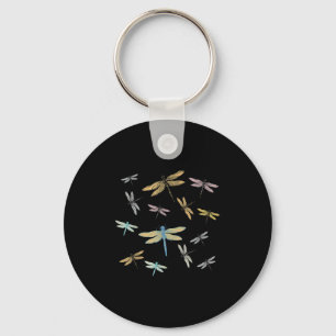 Vintage Colorful Graphic Pattern Nature Dragonfly  Key Ring