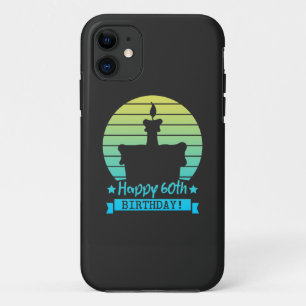 Vintage Colorful Happy 60th birthday Cake Case-Mate iPhone Case