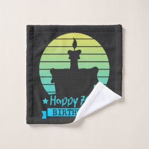 Vintage Colorful Happy 70th birthday Cake Wash Cloth