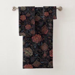 Vintage colorful Rainbow Floral  Bath Towel Set