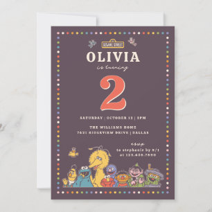 Vintage Colorful Sesame Street Character Birthday Invitation
