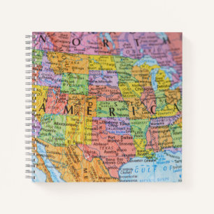 Vintage Colorful USA Map Illustration Notebook