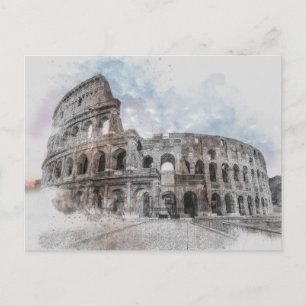 Vintage Colosseum Postcard – Rome Travel Art 