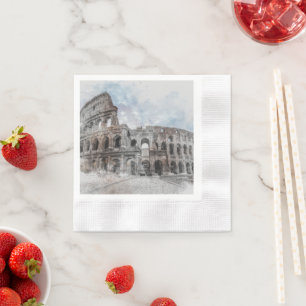 Vintage Colosseum Rome Italy Travel Art – Elegant  Napkin