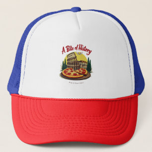 Vintage Colosseum Rome & Neapolitan Pizza Art Trucker Hat