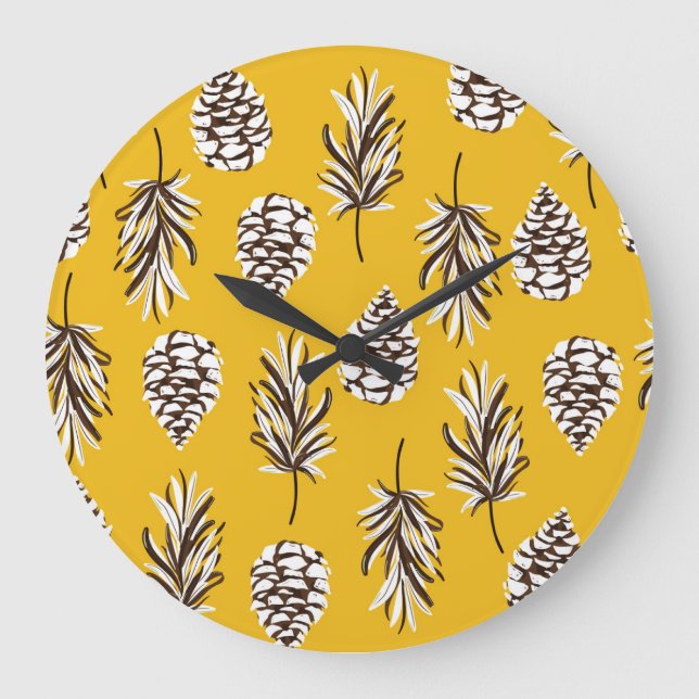 Vintage Colour Autumn Nature Elements Large Clock (Front)