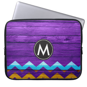 Vintage Colour Chevron Stripes Wood #20 Laptop Sleeve