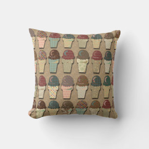 Vintage Colour Ice Cream Cones Pattern Design Cushion