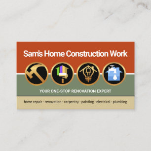 Vintage Colour Layers Handyman Tools Builder Business Card