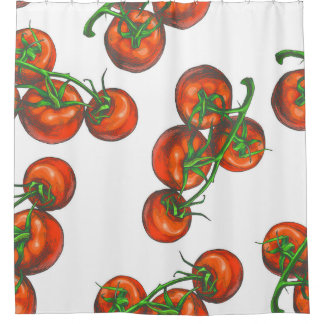 Vintage colour seamless pattern with fresh vegetab shower curtain