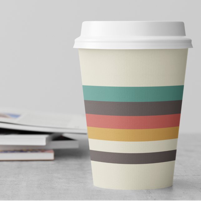 Vintage Colour Stripes  Paper Cups (vintage stripes pattern art, kids,adult party stationery, birthday party use and throw paper cups)