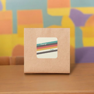 Vintage Colour Stripes Square Sticker