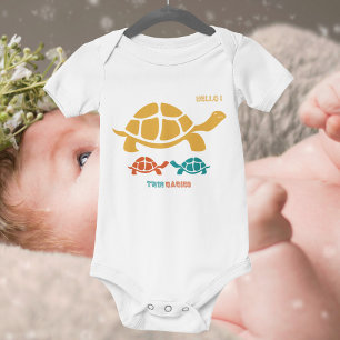 Vintage Colour Tortoise Cartoon Baby Bodysuit