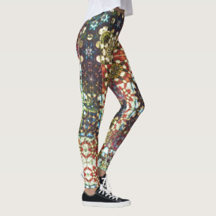 Vintage coloured opaque kaleidoscope mosaic leggings