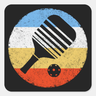 Vintage Coloured Retro Pickleball Square Sticker