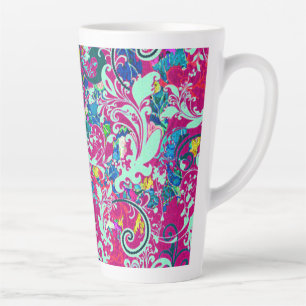 Vintage colourful abstract floral latte mug