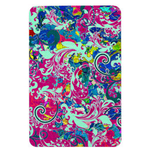 Vintage colourful abstract floral magnet