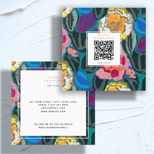 Vintage Colourful Abstract QR Code Social Media  Square Business Card