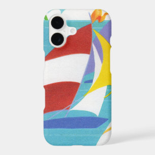 Vintage Colourful Abstract Sailboats in Water