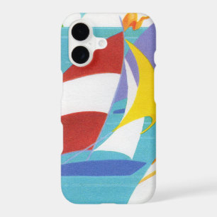 Vintage Colourful Abstract Sailboats in Water