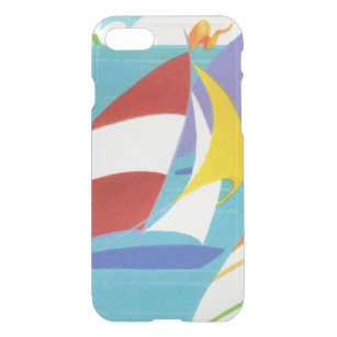 Vintage Colourful Abstract Sailboats in Water iPhone SE/8/7 Case