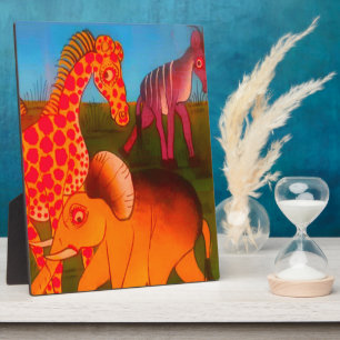 Vintage Colourful African wild animal colours desi Plaque