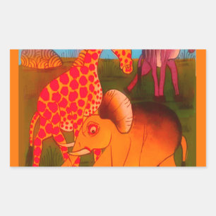 Vintage Colourful African wild animal colours desi Rectangular Sticker