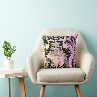Vintage Colourful Arc Deco Damask Victorian Cushion