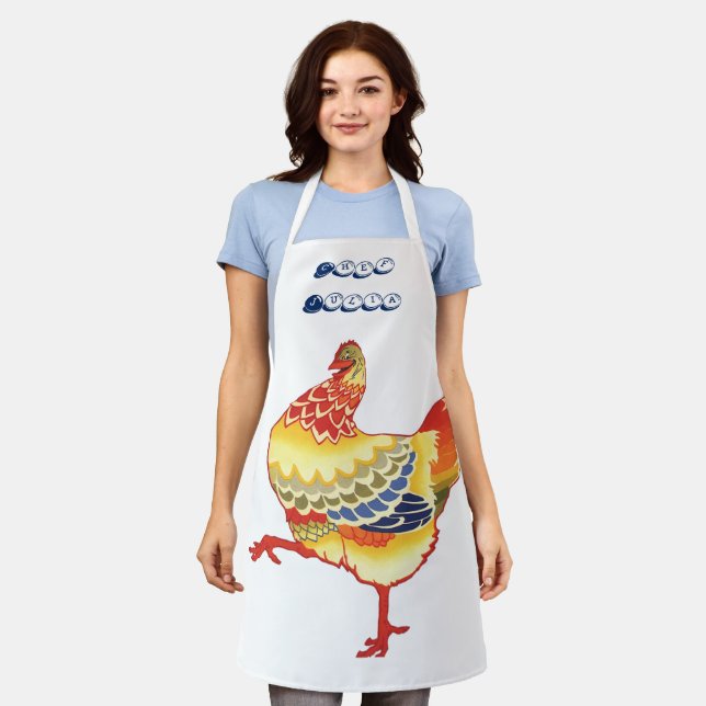 Vintage Colourful Barnyard Chicken from Farm Apron (Worn)