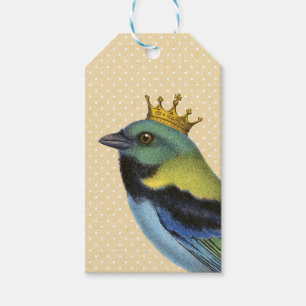 Vintage Colourful Bird Wearing a Crown Gift Tags