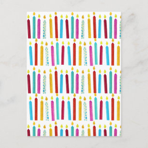 Vintage Colourful Birthday Candles Party Holiday Postcard