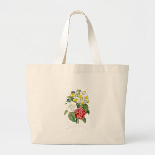 vintage colourful botanical flowers by Redoute. Large Tote Bag