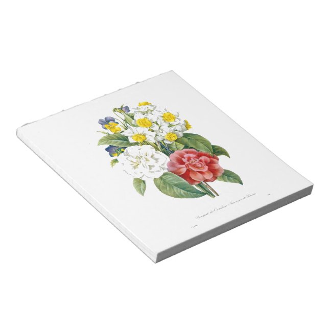 vintage colourful botanical flowers by Redoute. Notepad (Angled)