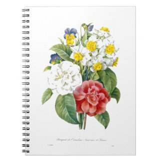 vintage colourful botanical flowers by Redoute. Spiral Notebook