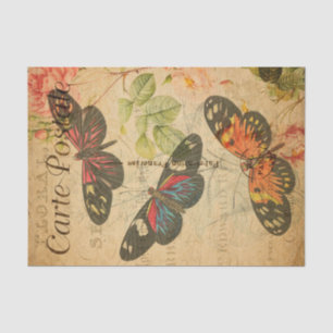 Vintage Colourful butterflies Floral Flowers Frenc Tissue Paper