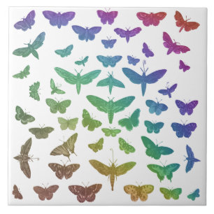 Vintage colourful butterflies moths insects tile