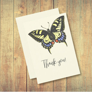 Vintage Colourful Butterfly Thank You Card