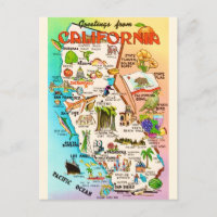 Vintage Colourful California Map
