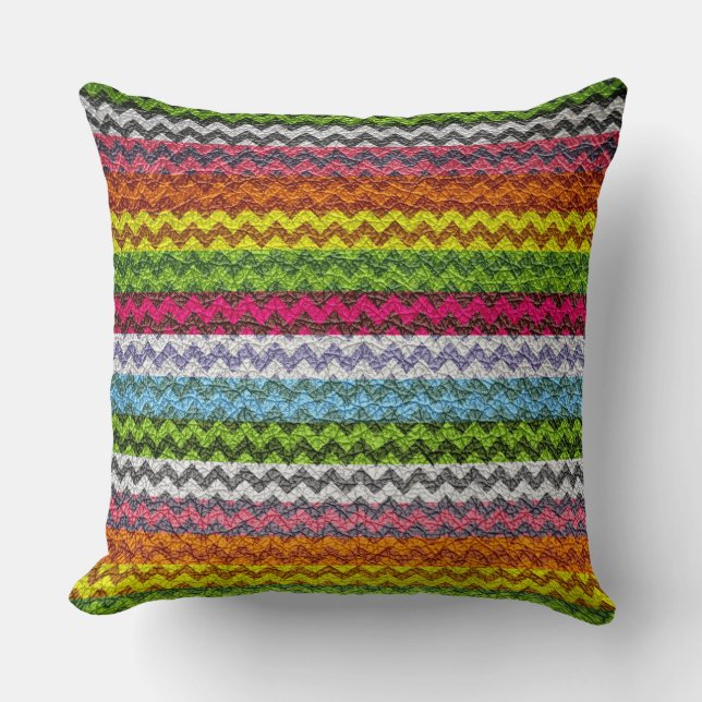Vintage Colourful Chevron Stripes Pattern #2 Cushion (Front)