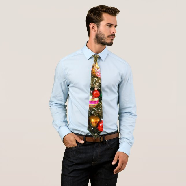 Vintage Colourful Christmas Ornaments Tie (In Situ)